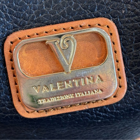 VALENTINA Shoulder Bag 2 Toned Leather Slouchy Zipper Closure Multiple Pockets - Picture 2 of 16